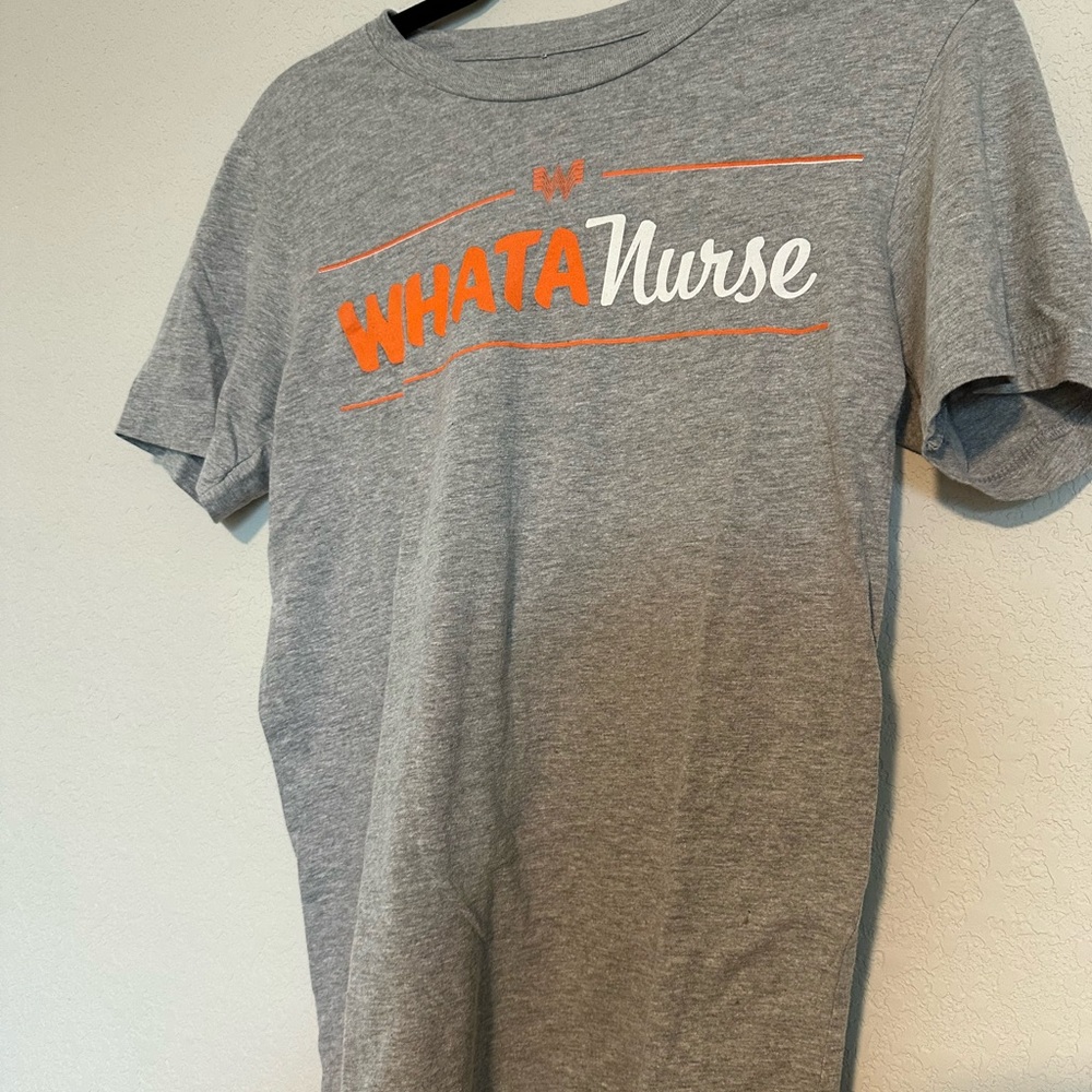 WHATANurse Gray Graphic Tee with Orange & White Print- Whataburger